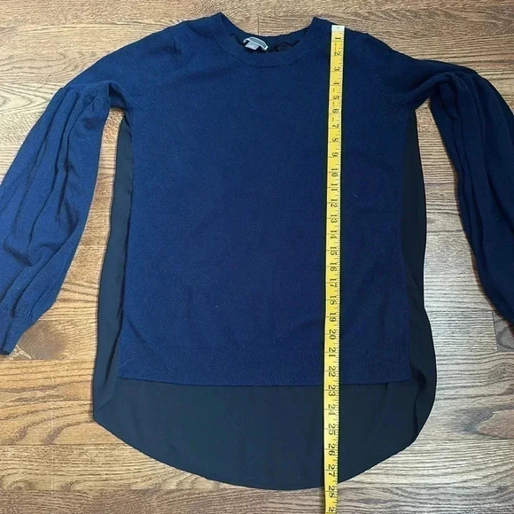 Chelsea28 Blue & Black Sheer High Low Sweater Size Small - Picture 3 of 9